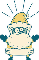illustration of a traditional tattoo style santa claus christmas character