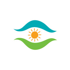 Vacation travel eye logo design sun nature environments 