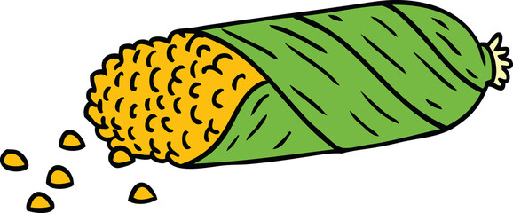 hand drawn cartoon doodle of fresh corn on the cob