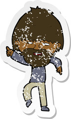 retro distressed sticker of a cartoon bearded man pointing and laughing