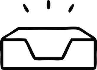 line drawing cartoon of a empty tray