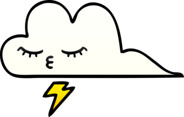 gradient shaded cartoon of a thunder cloud