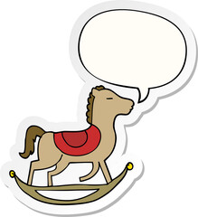 cartoon rocking horse with speech bubble sticker