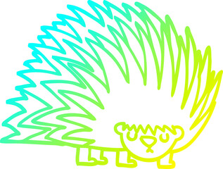 Fototapeta na wymiar cold gradient line drawing of a cartoon spiky hedgehog