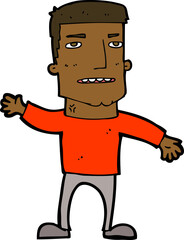 cartoon waving stressed man