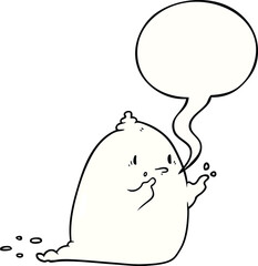 cartoon spooky ghost with speech bubble