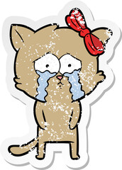 distressed sticker of a cartoon cat