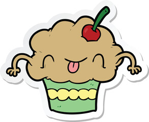 sticker of a cartoon cupcake