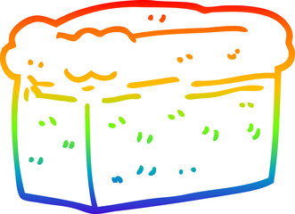 rainbow gradient line drawing of a cartoon loaf of bread