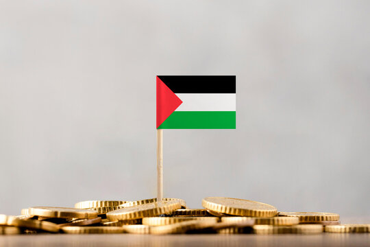 The Flag of Palestine with Coins. - Powered by Adobe