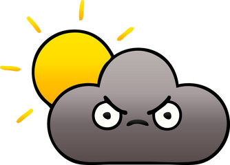 gradient shaded cartoon of a storm cloud and sun