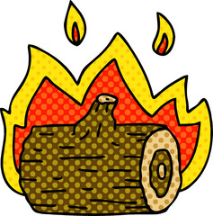 comic book style quirky cartoon campfire