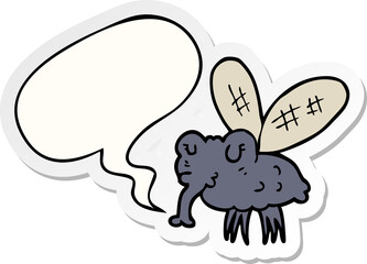 cartoon fly with speech bubble sticker
