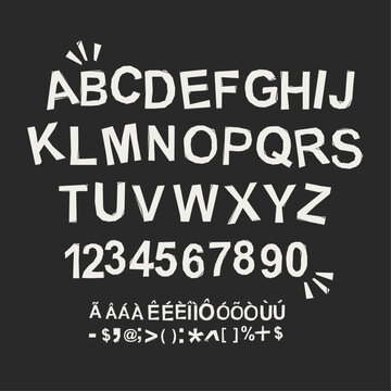 modern woodcut style alphabet letters. vector