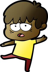 cartoon exhausted boy
