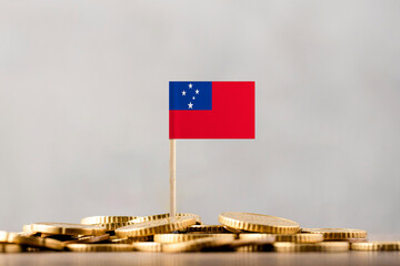 The Flag of Samoa with Coins.