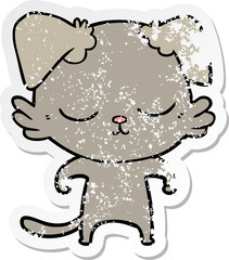 distressed sticker of a cute cartoon dog