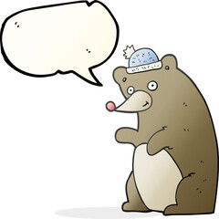 freehand drawn speech bubble cartoon bear