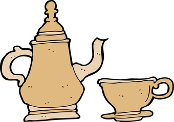 cartoon coffee pot and cup