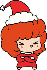 hand drawn christmas cartoon of kawaii girl