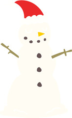 flat color style cartoon christmas snowman