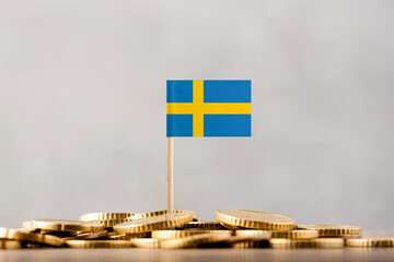 The Flag of Sweden with Coins.