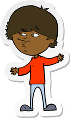 sticker of a cartoon curious man