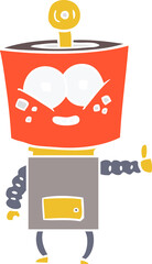 happy flat color style cartoon robot giving thumbs up