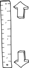 freehand drawn black and white cartoon wooden ruler
