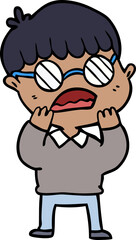 Obraz premium cartoon shocked boy wearing spectacles