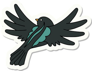 sticker of tattoo in traditional style of a flying bird