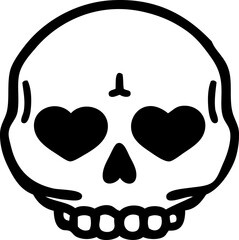 tattoo in black line style of a skull