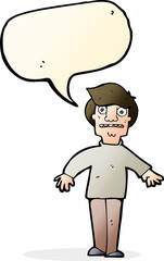 cartoon shocked man with speech bubble