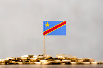 The Flag of Democratic Republic of the Congo with Coins.