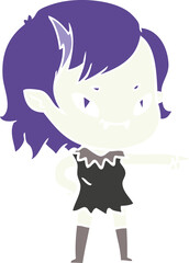 flat color style cartoon friendly vampire girl