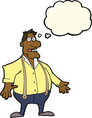 cartoon shocked man with thought bubble