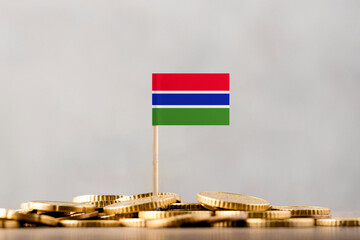 The Flag of Gambia with Coins.