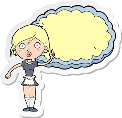 sticker of a cartoon waitress with text space