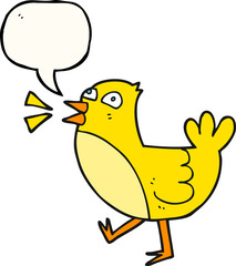 freehand drawn speech bubble cartoon bird