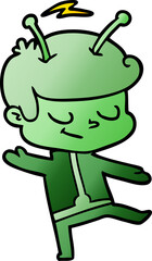 friendly cartoon spaceman dancing