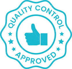 Quality Control Approved Stamp, Badge, Icon, Seal, Emblem, Quality Assurance Label, Quality Concept, Service, Controller, Patch, Rubber, Product, Sticker, Vector Illustration With Grunge Texture