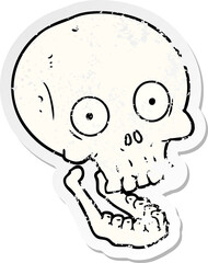 distressed sticker of a cartoon skull