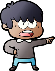 worried cartoon boy