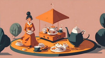 A woman relaxes on teatime