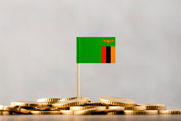 The Flag of Zambia with Coins.