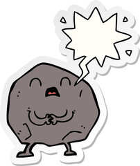 cartoon rock with speech bubble sticker