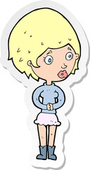 sticker of a cartoon concerned woman