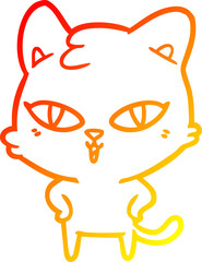 warm gradient line drawing of a cartoon cat