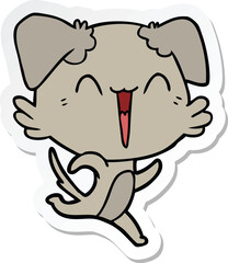 sticker of a happy little dog cartoon