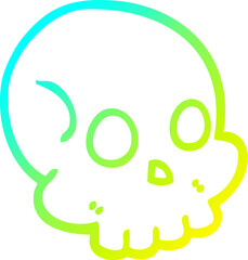 cold gradient line drawing of a cartoon skull